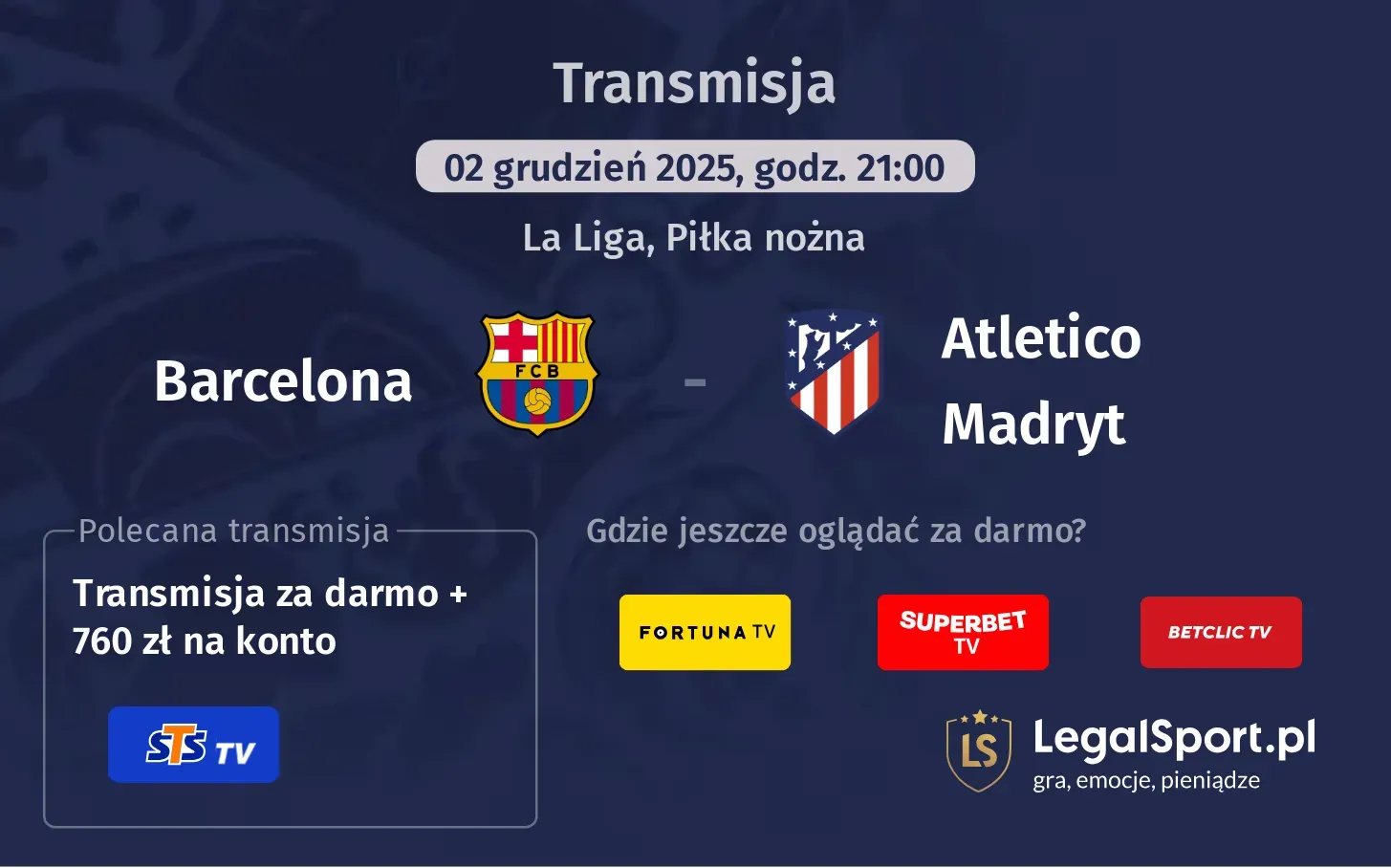 Barcelona - Atletico Madryt Transmisje