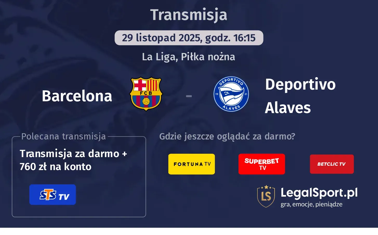 Barcelona - Deportivo Alaves Transmisje