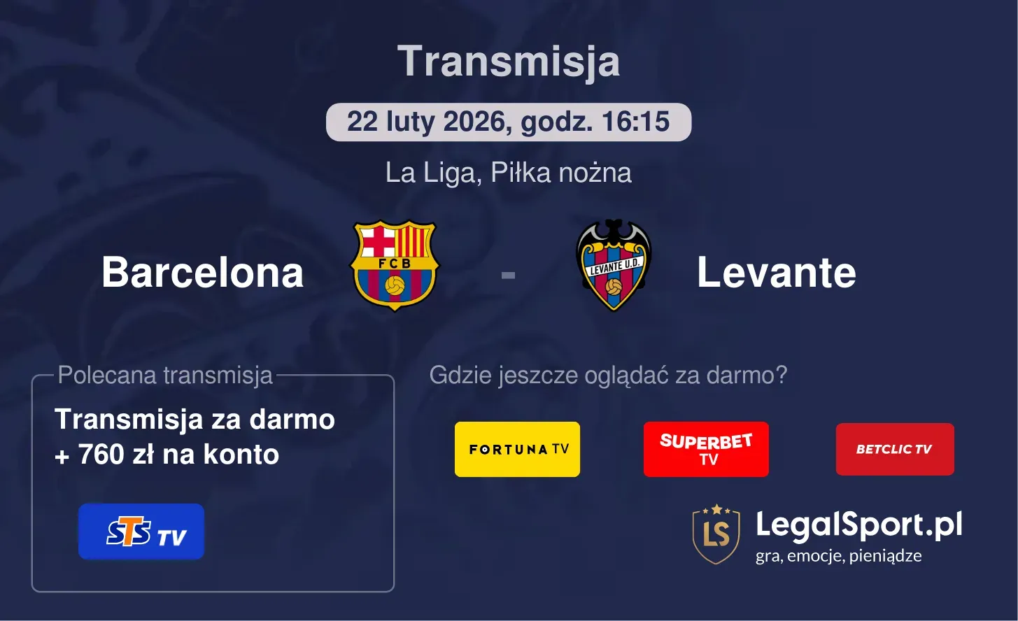 Barcelona - Levante Transmisje