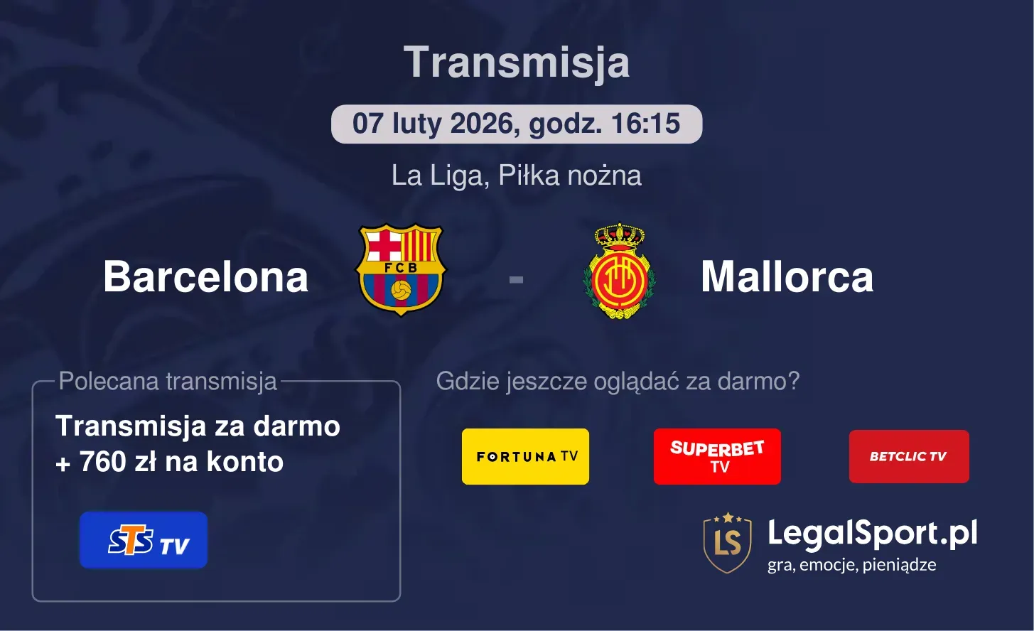 Barcelona - Mallorca Transmisje