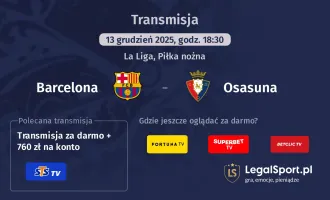 Barcelona - Osasuna gdzie oglądać? (13.12)