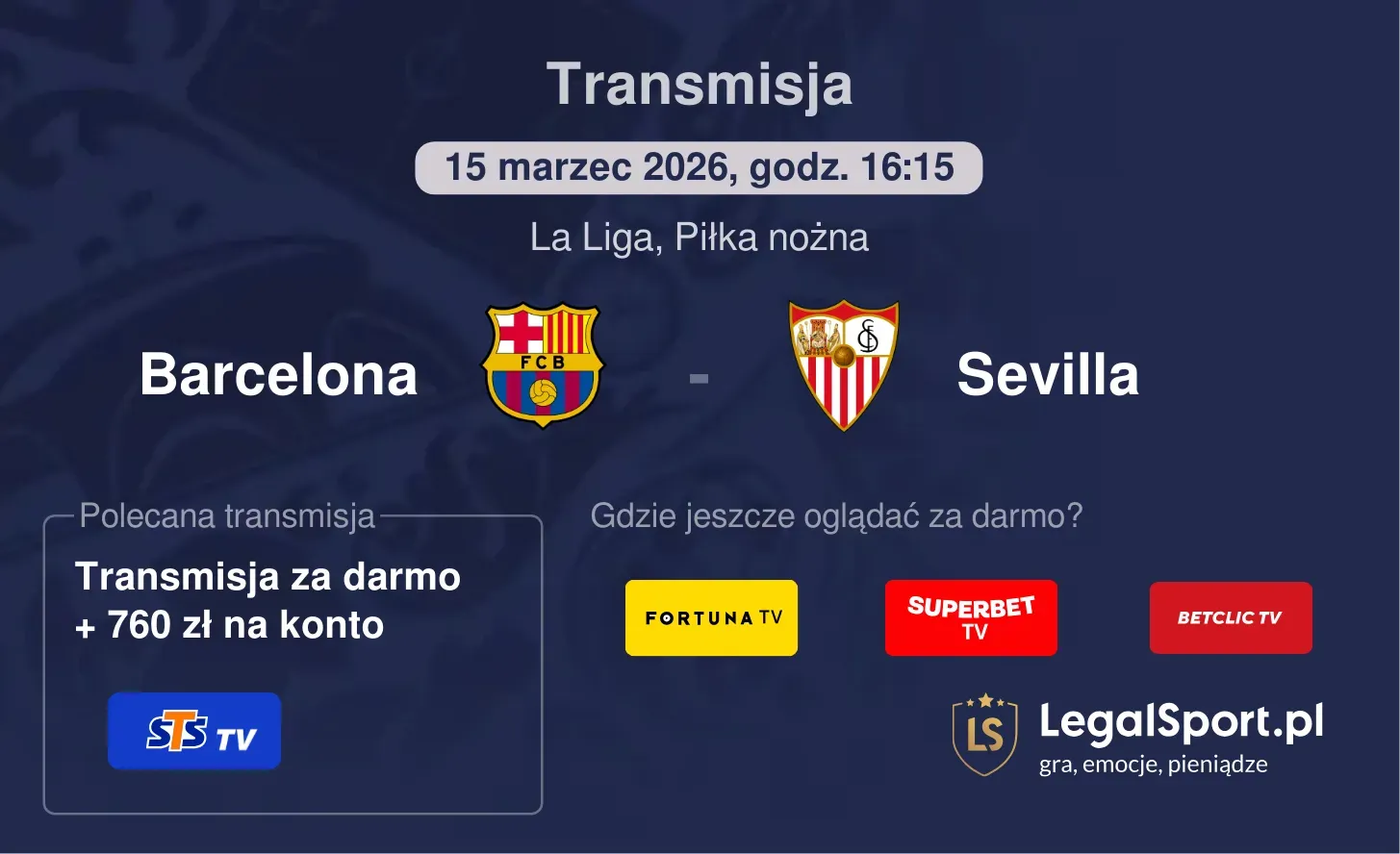 Barcelona - Sevilla Transmisje
