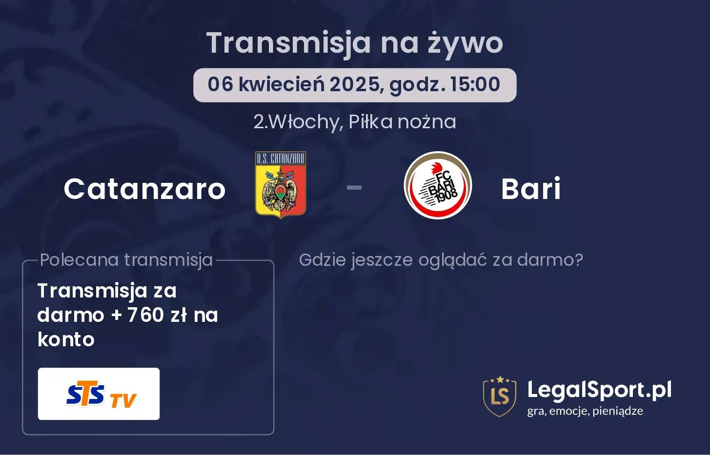 Catanzaro - Bari gdzie oglądać?