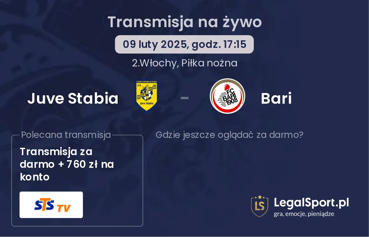 Juve Stabia - Bari gdzie oglądać?