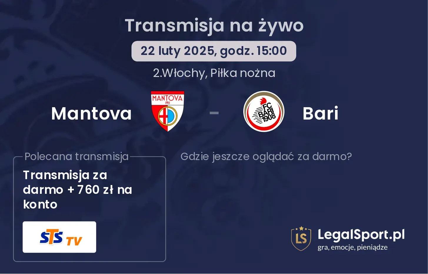 Mantova - Bari gdzie oglądać?