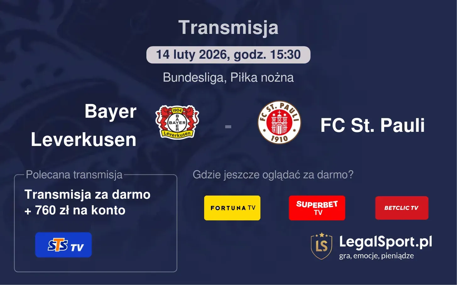 Bayer Leverkusen - FC St. Pauli Transmisje