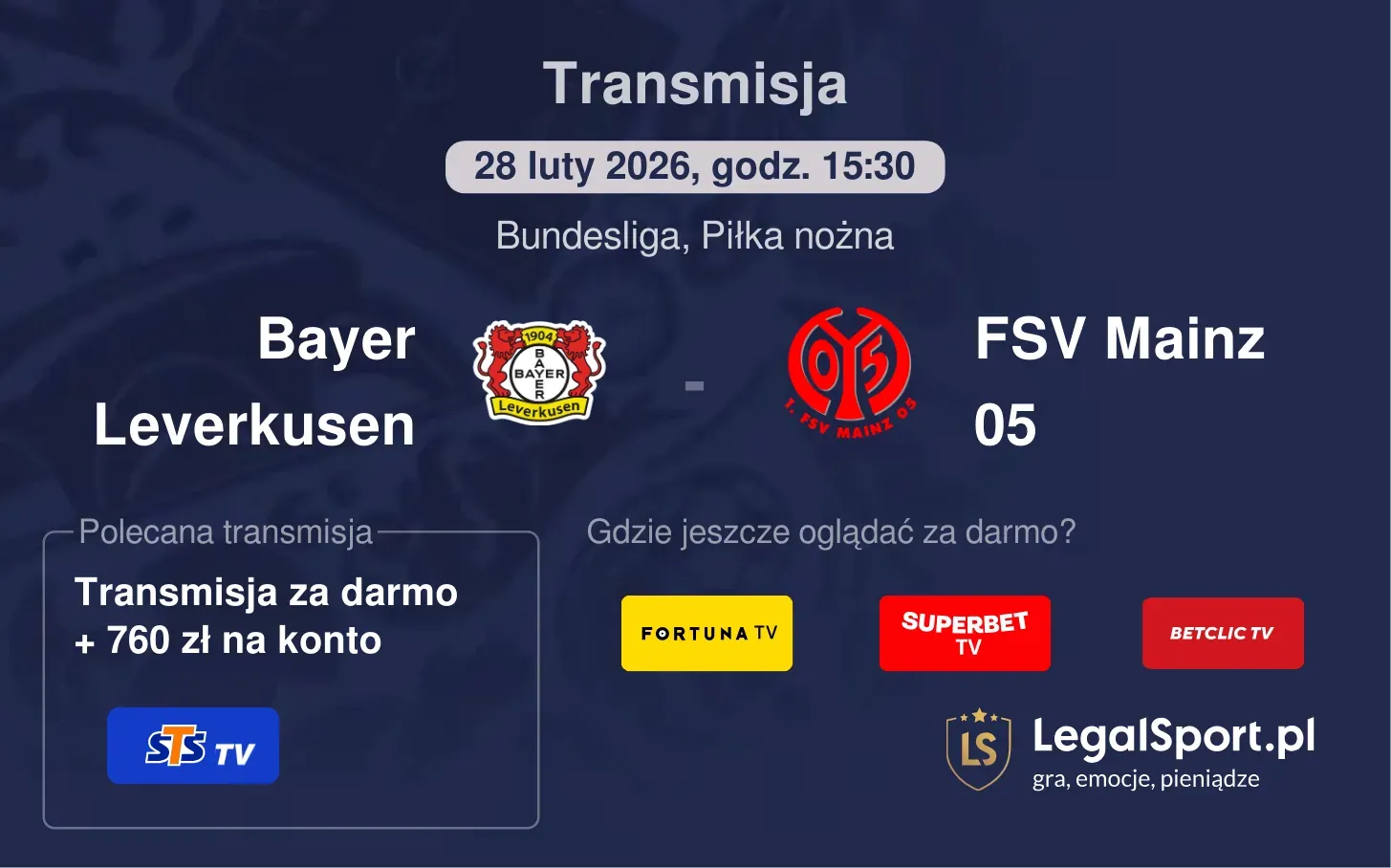 Bayer Leverkusen - FSV Mainz 05 Transmisje
