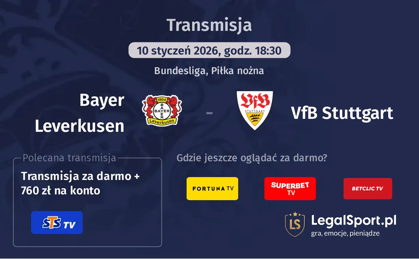 Bayer Leverkusen - VfB Stuttgart Transmisje