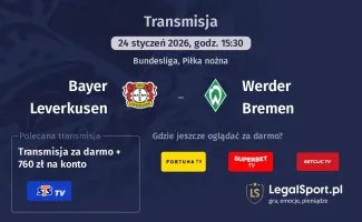 Bayer Leverkusen - Werder Bremen gdzie oglądać? (24.01)