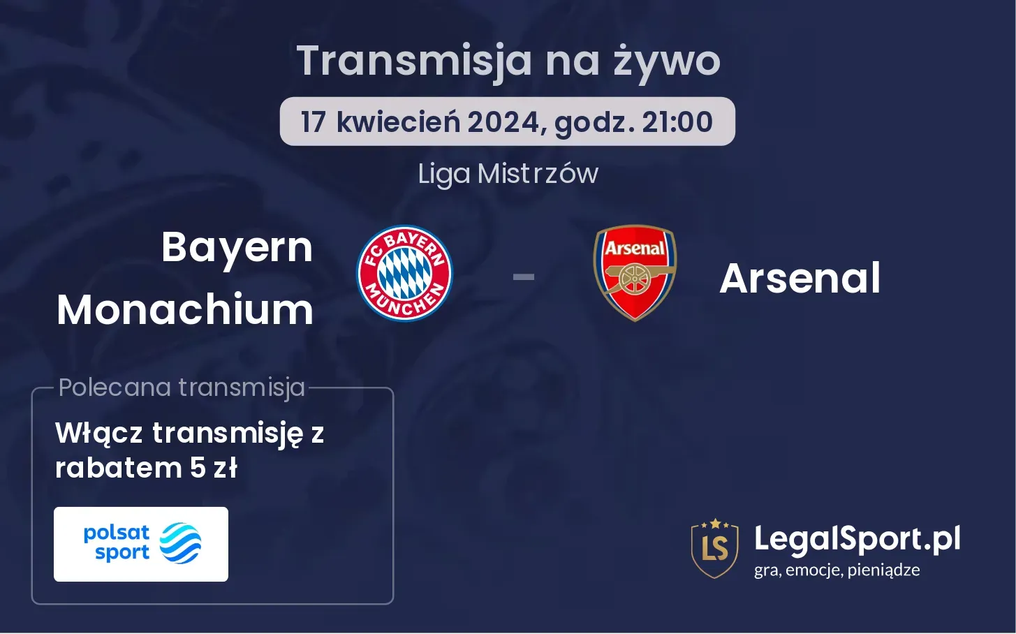 Bayern Monachium - Arsenal transmisja na żywo