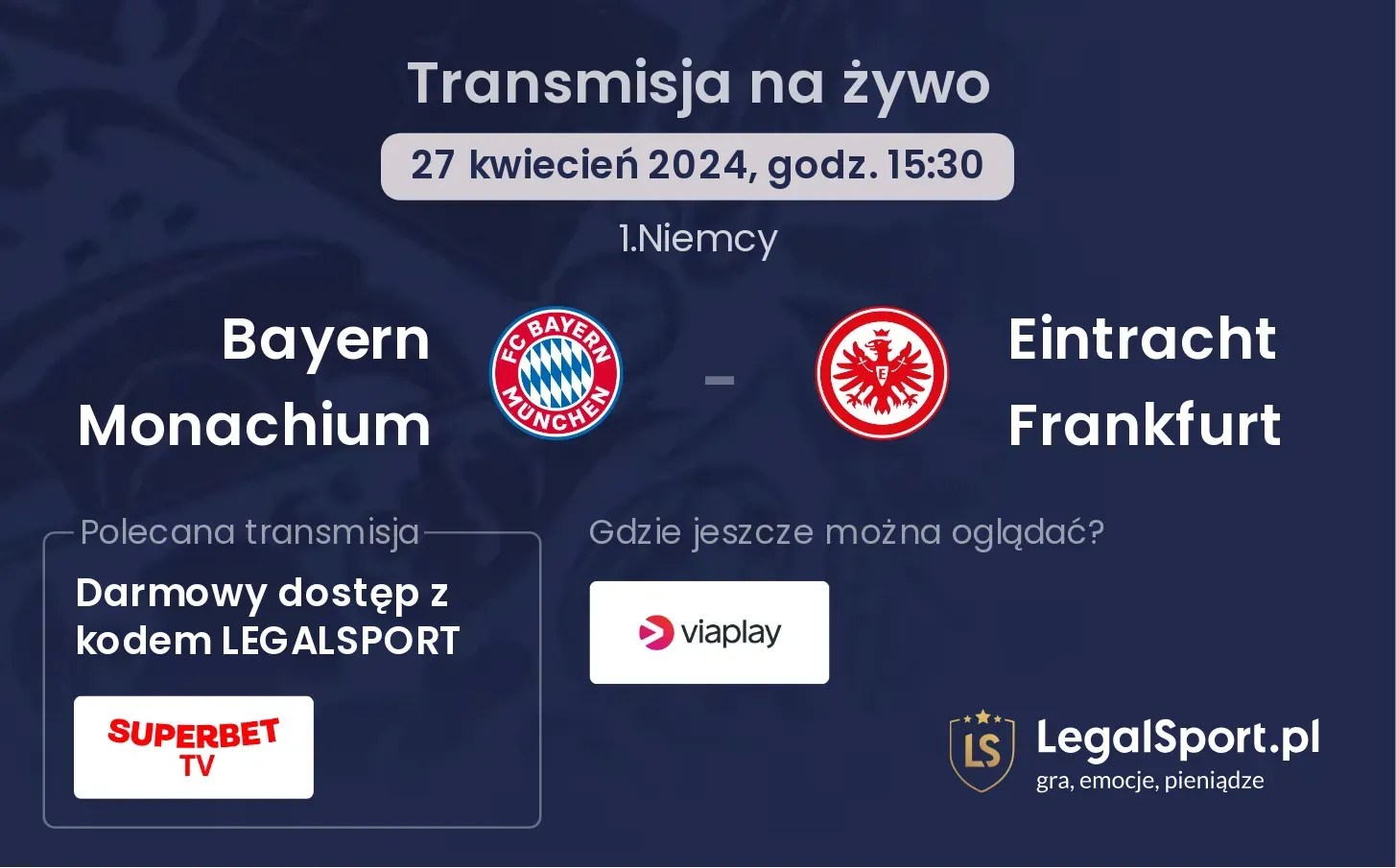 Bayern Monachium - Eintracht Frankfurt transmisja na żywo