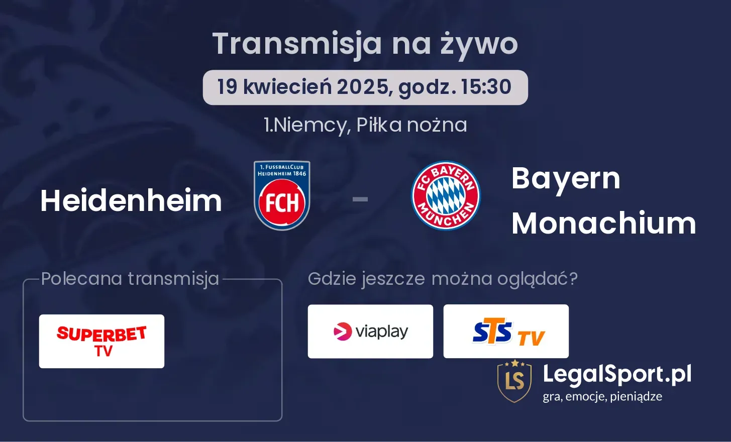 Heidenheim - Bayern Monachium gdzie oglądać?