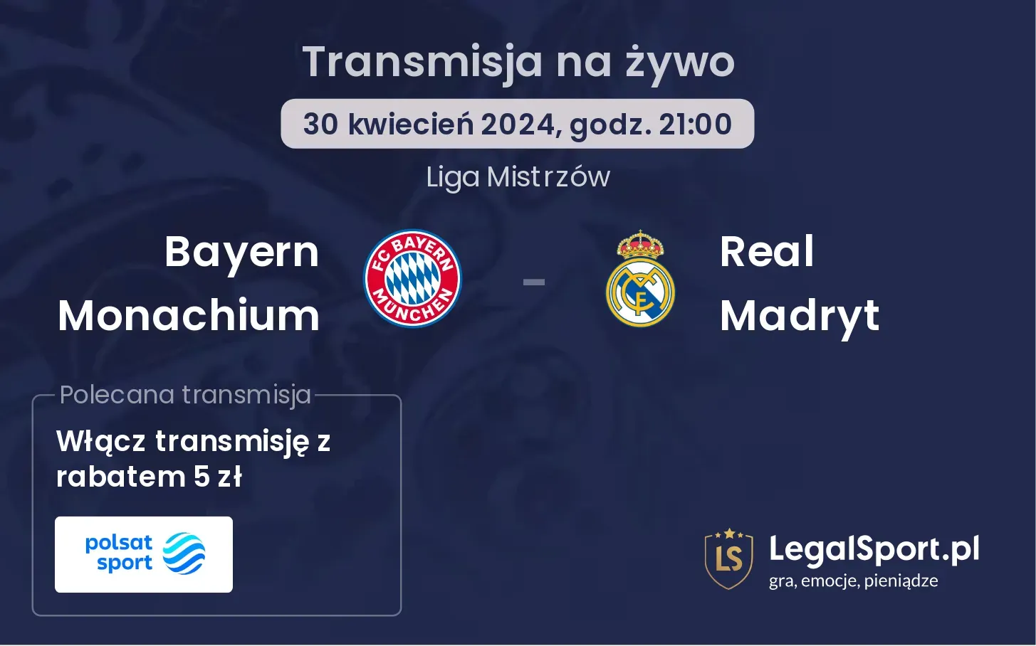 Bayern Monachium - Real Madryt transmisja na żywo