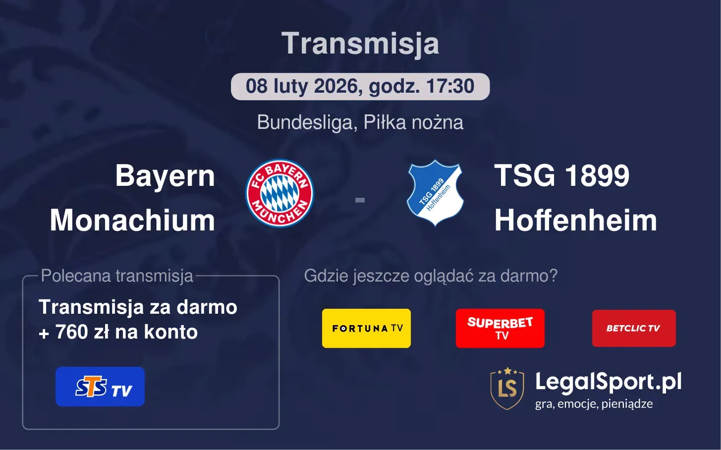 Bayern Monachium - TSG 1899 Hoffenheim Transmisje