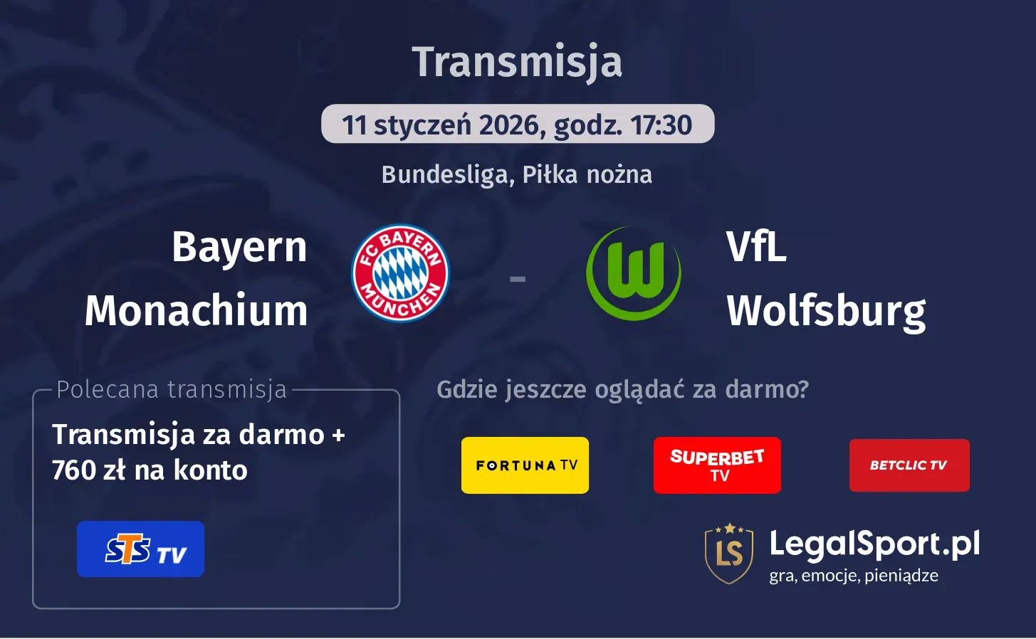 Bayern Monachium - VfL Wolfsburg Transmisje