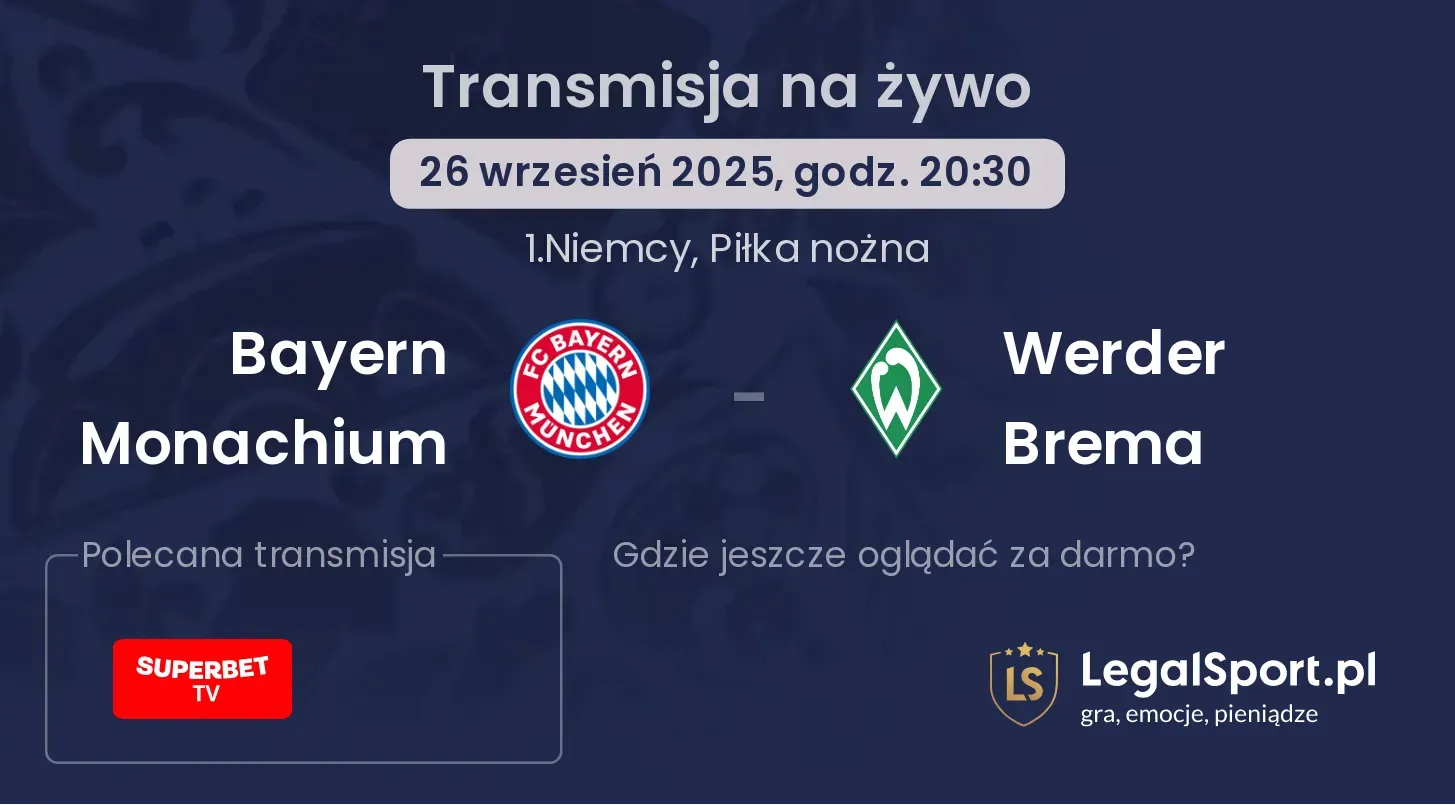 Bayern Monachium - Werder Brema transmisja na żywo