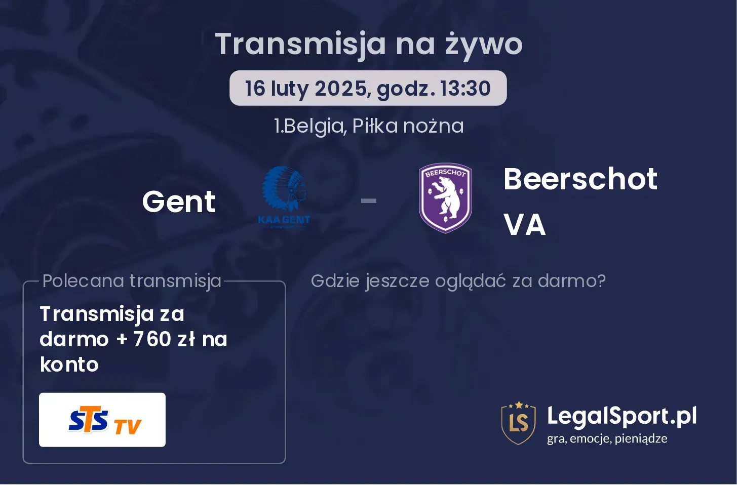 Gent - Beerschot VA gdzie oglądać?