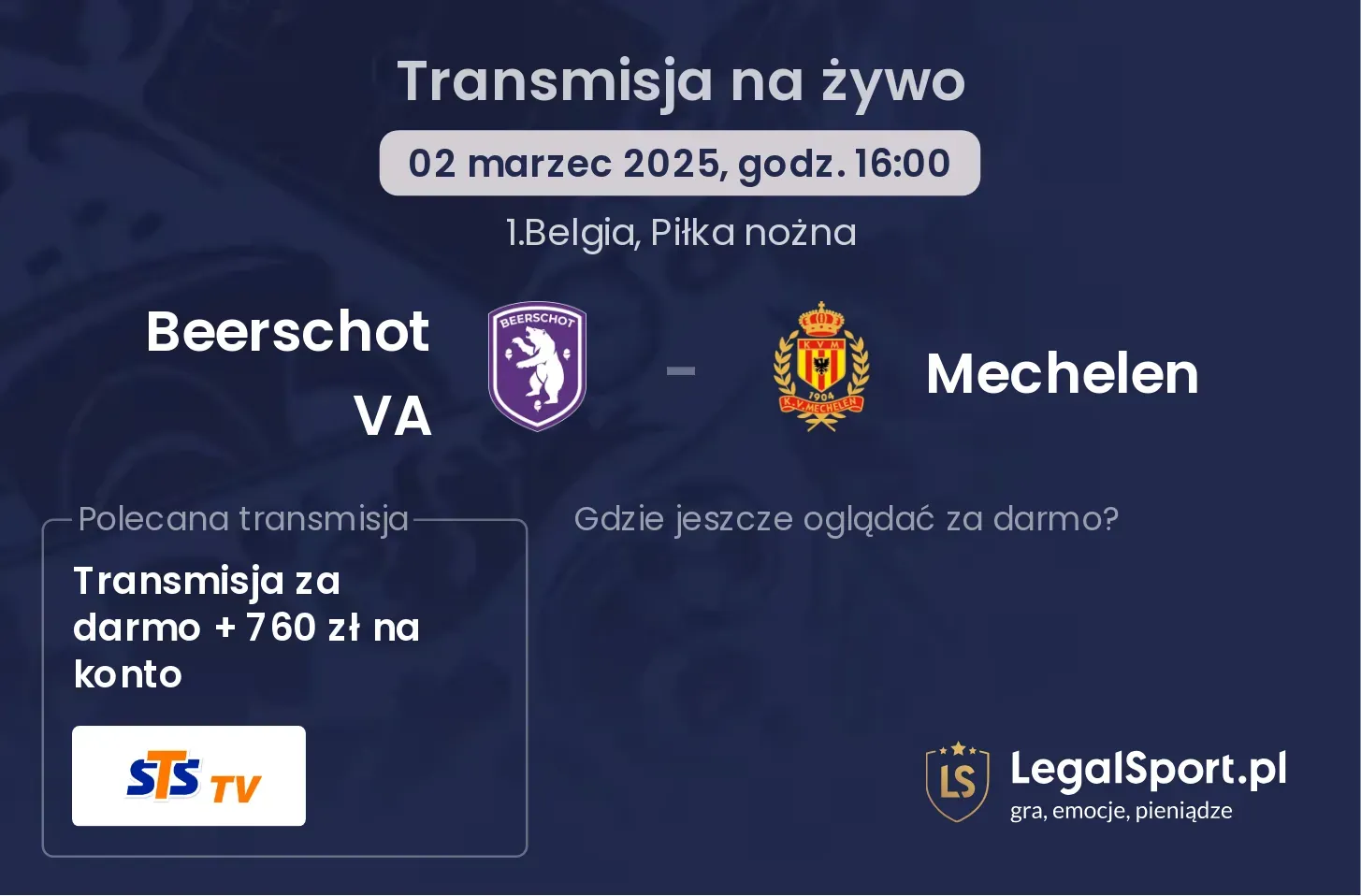 Beerschot VA - Mechelen gdzie oglądać?