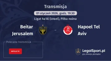 Beitar Jerusalem - Hapoel Tel Aviv gdzie oglądać (01.01.2026)