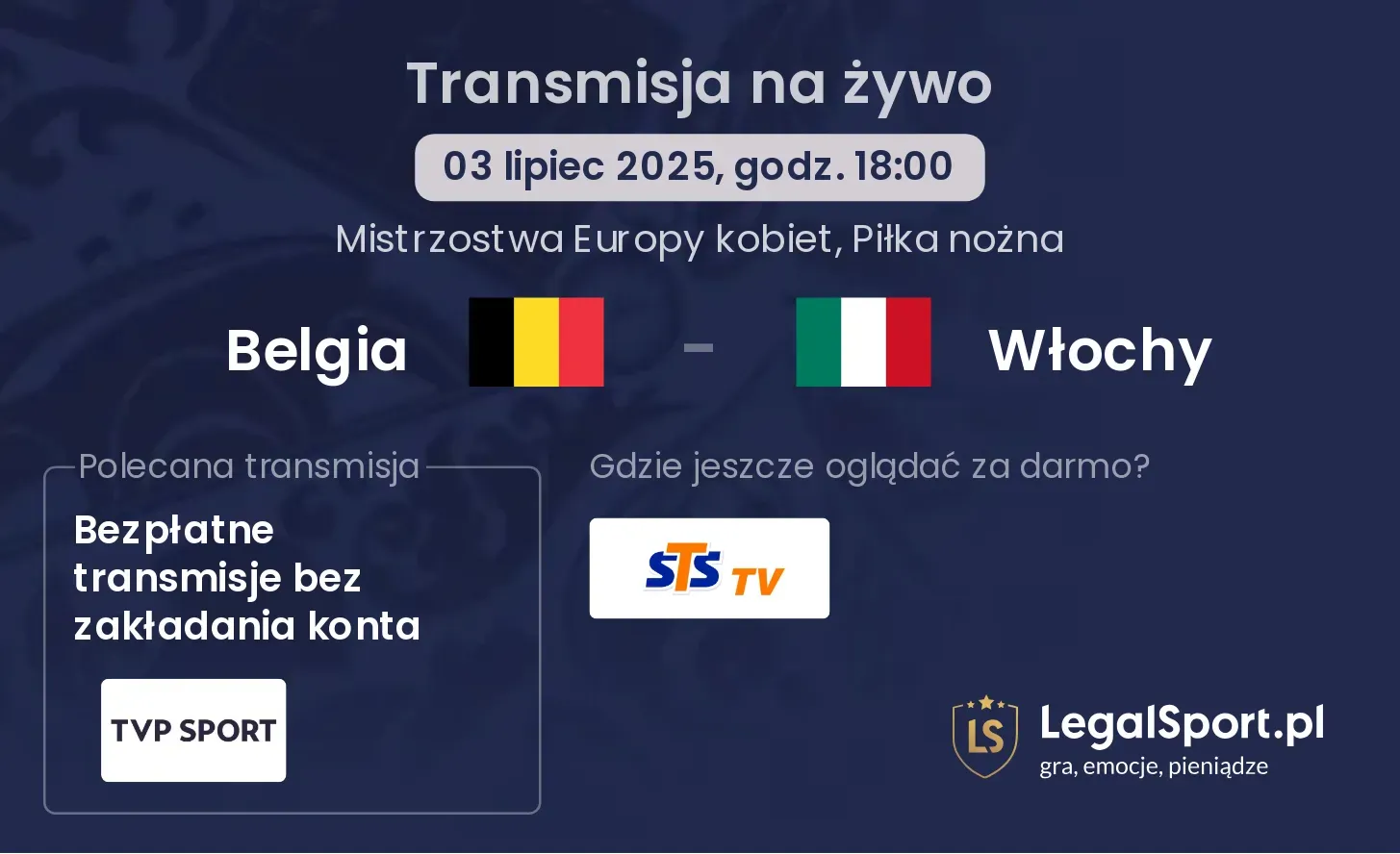 Belgia - Włochy gdzie oglądać?