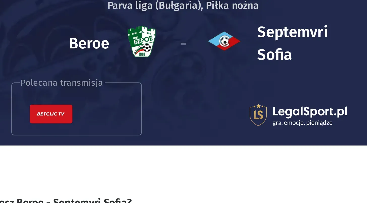 Beroe - Septemvri Sofia Transmisje