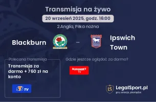 Blackburn - Ipswich Town gdzie oglądać?
