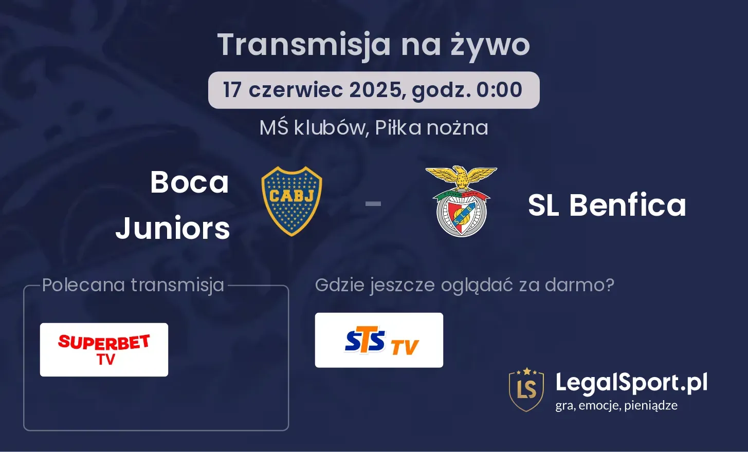 Boca Juniors - SL Benfica transmisja na żywo