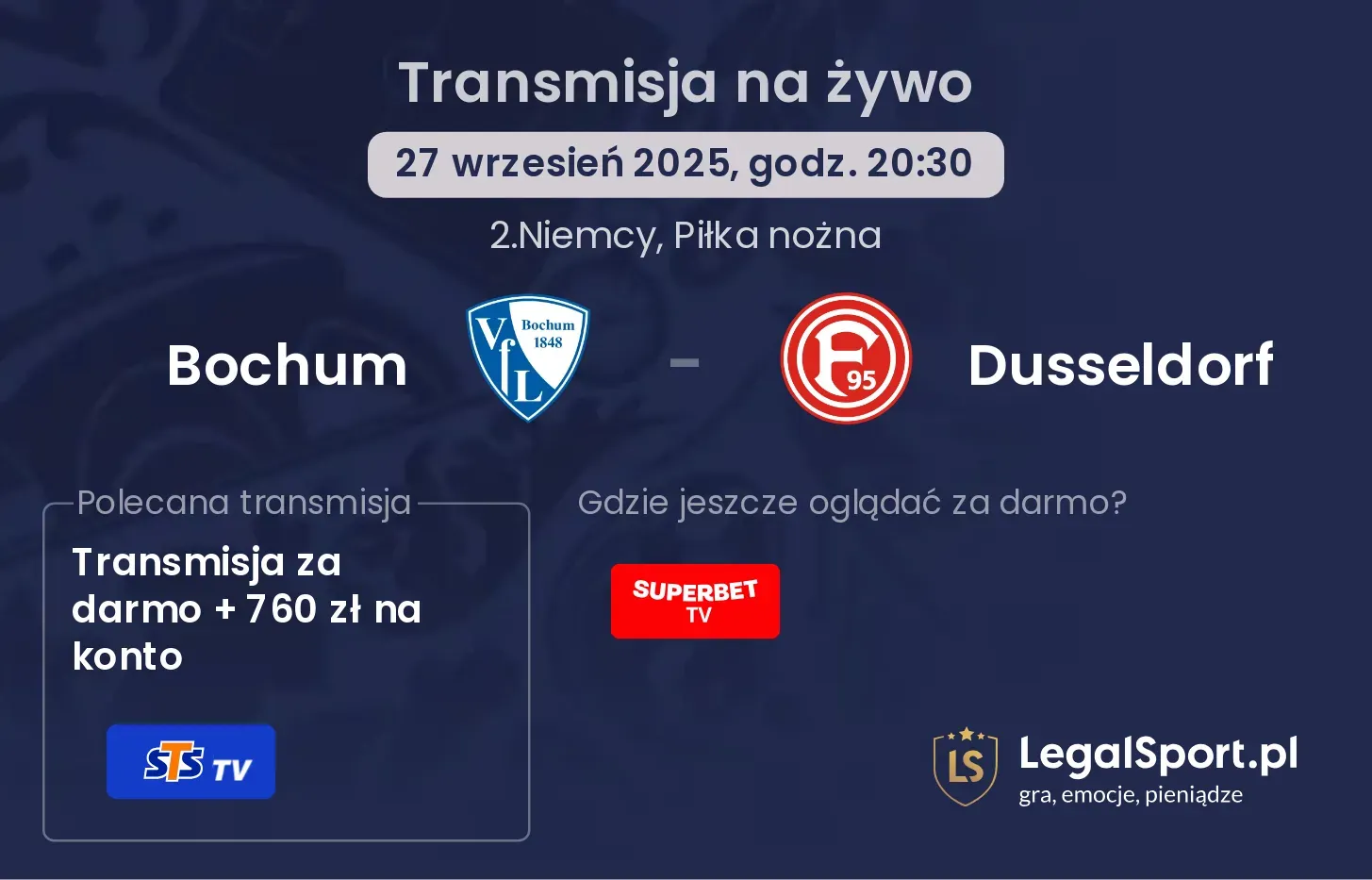 Bochum - Dusseldorf transmisja na żywo