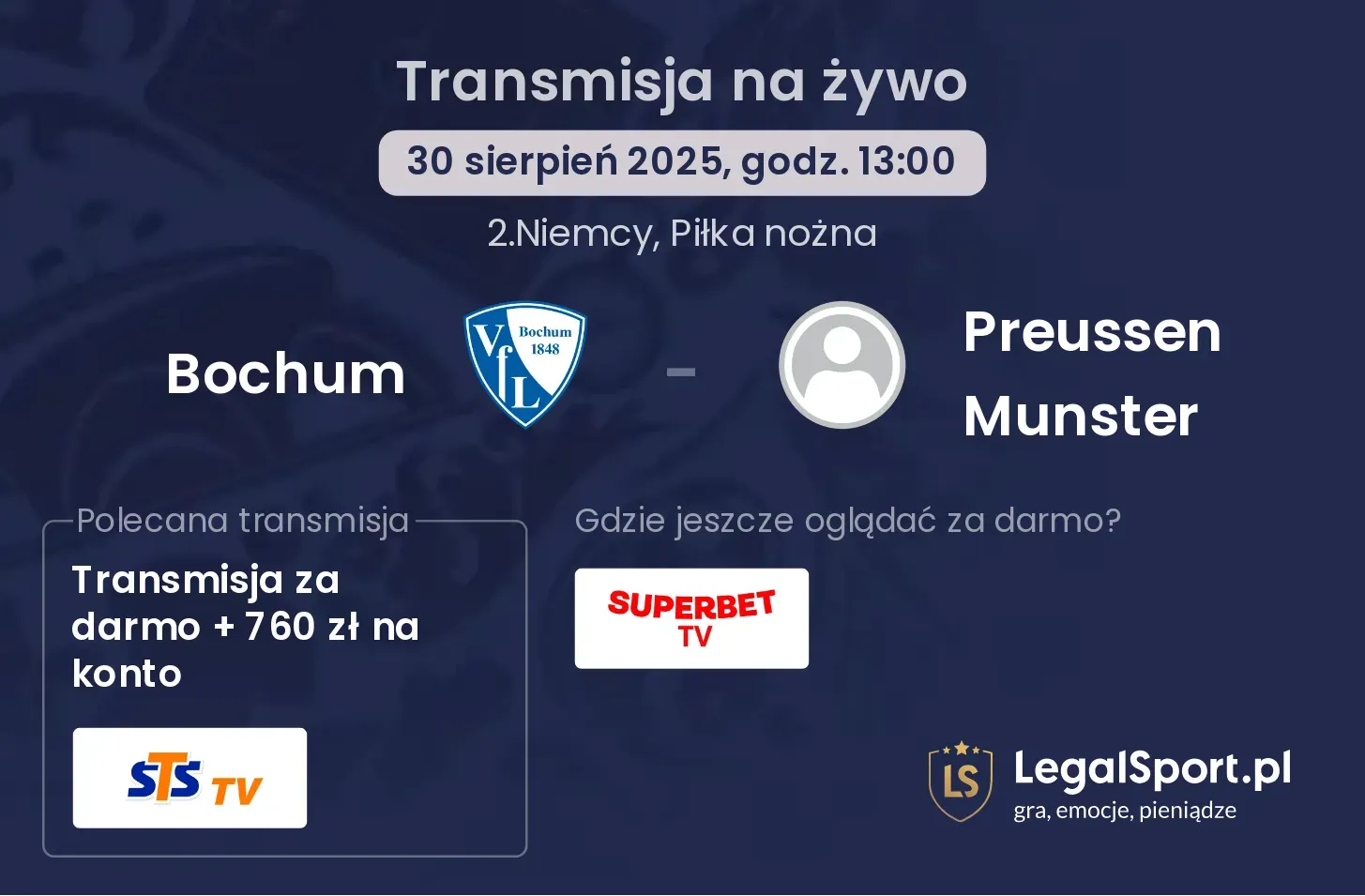 Bochum - Preussen Munster transmisja na żywo