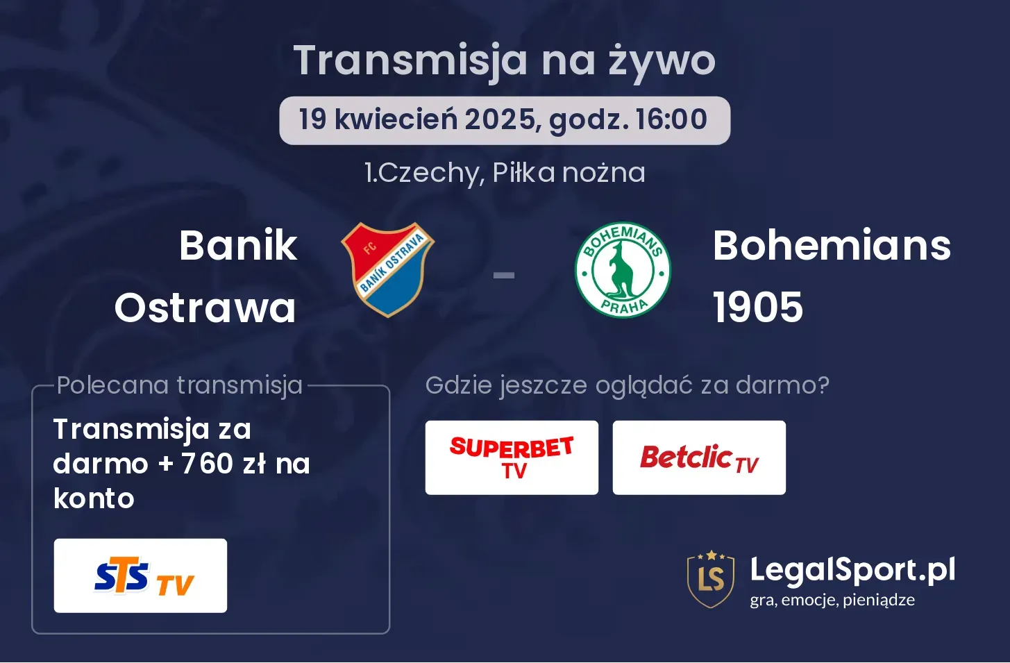 Banik Ostrawa - Bohemians 1905 gdzie oglądać?