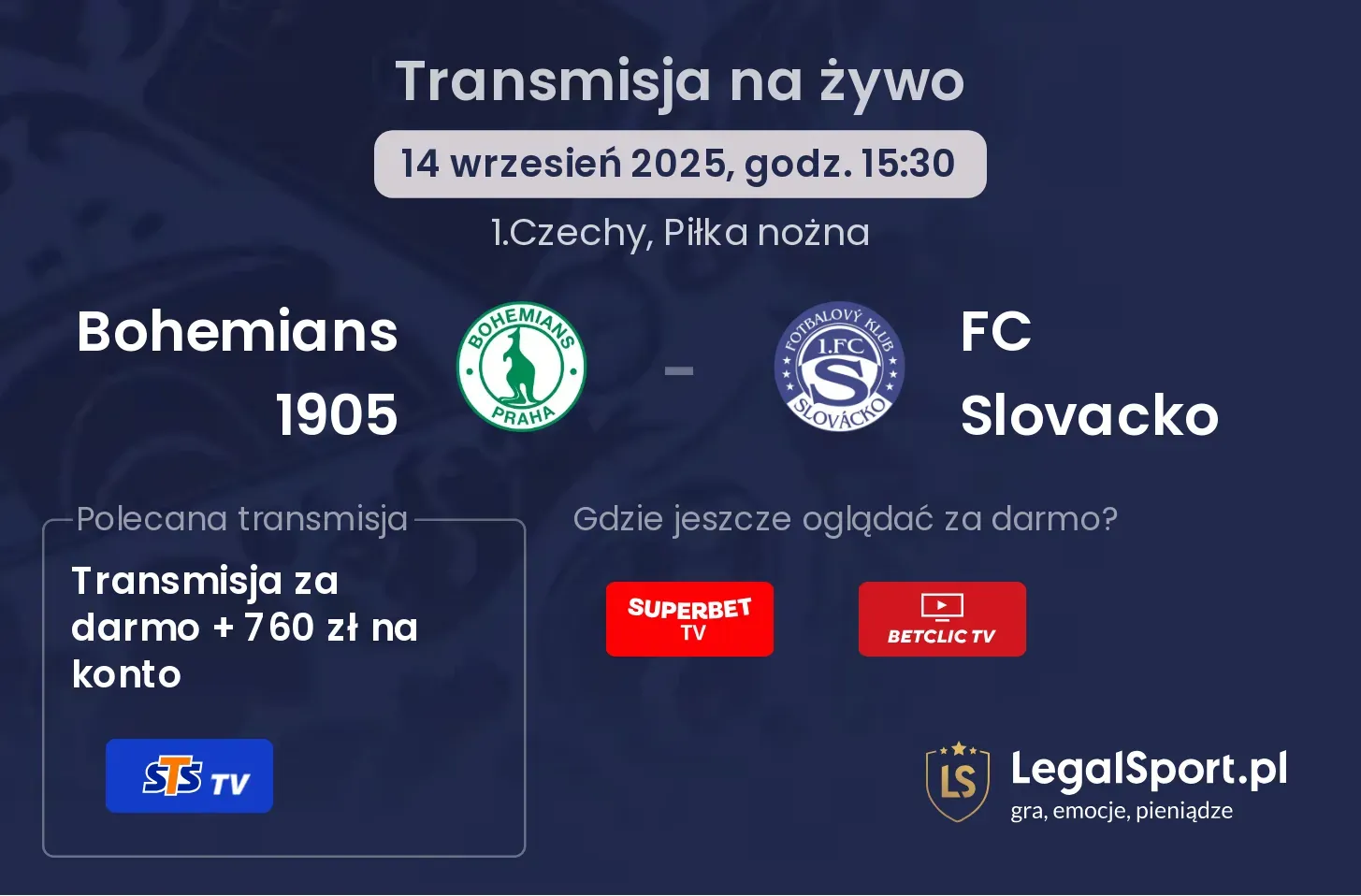Bohemians 1905 - FC Slovacko transmisja na żywo