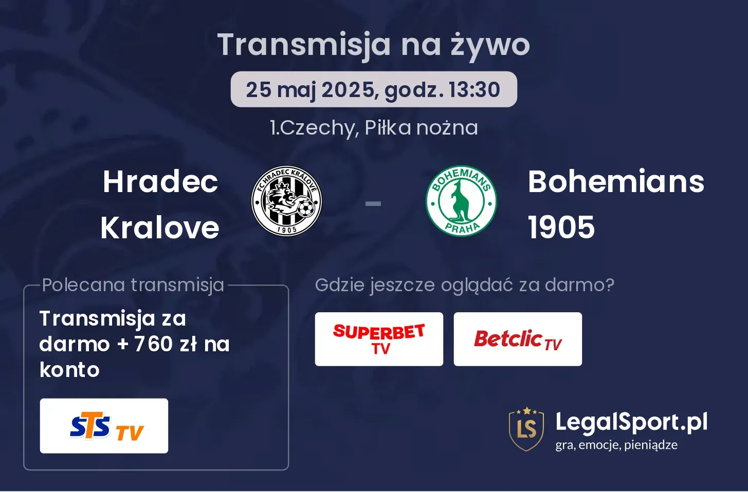 Hradec Kralove - Bohemians 1905 gdzie oglądać?