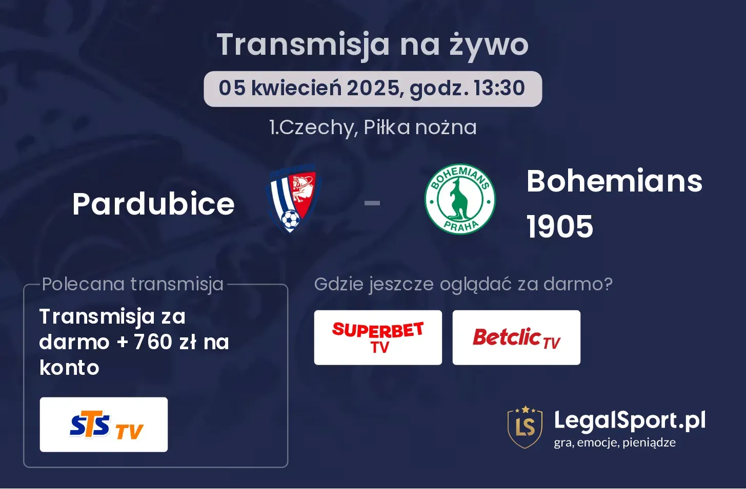 Pardubice - Bohemians 1905 gdzie oglądać transmisję?