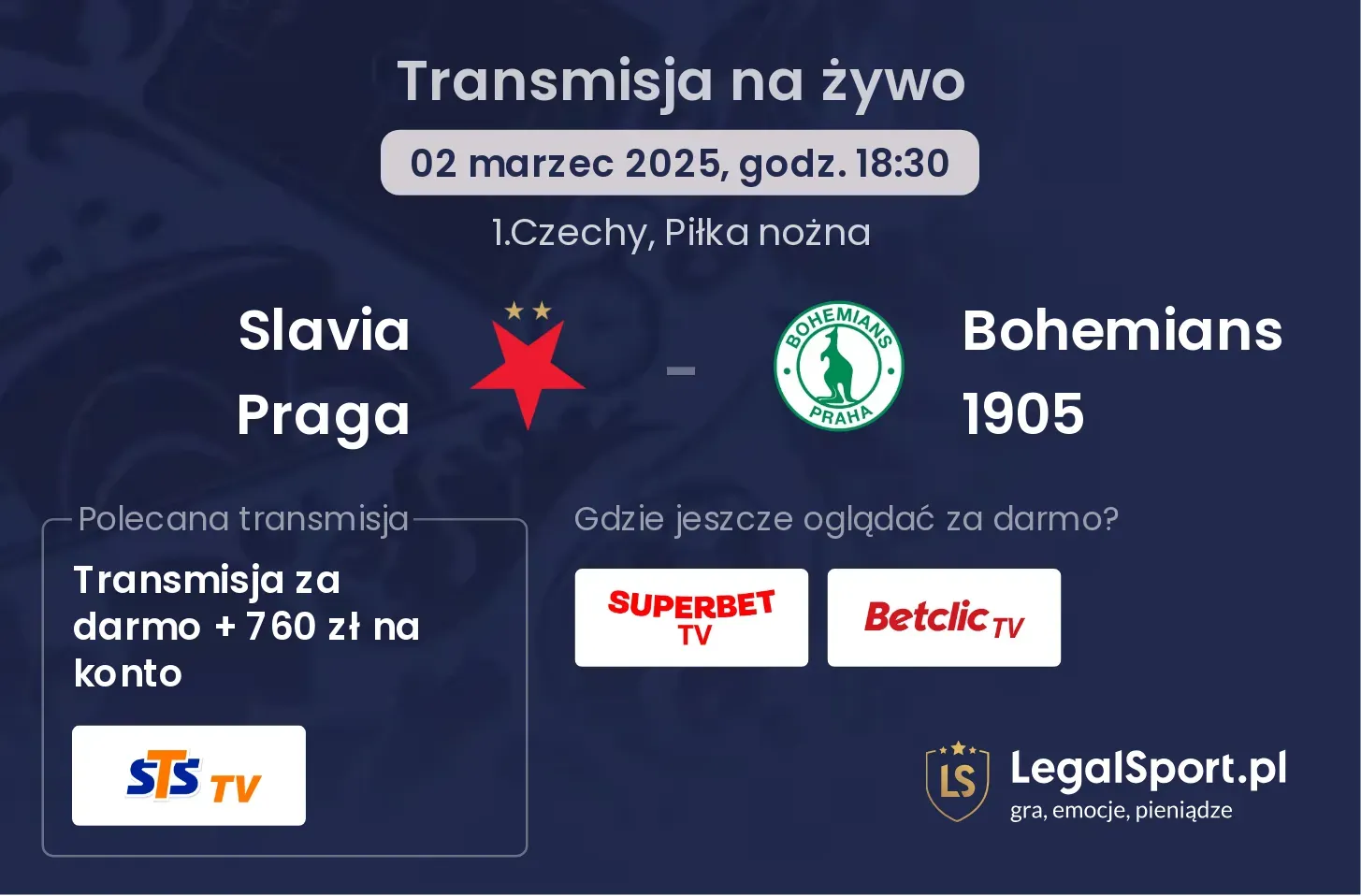 Slavia Praga - Bohemians 1905 gdzie oglądać?