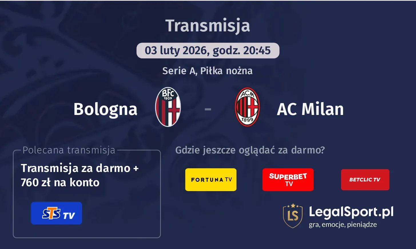 Bologna - AC Milan Transmisje