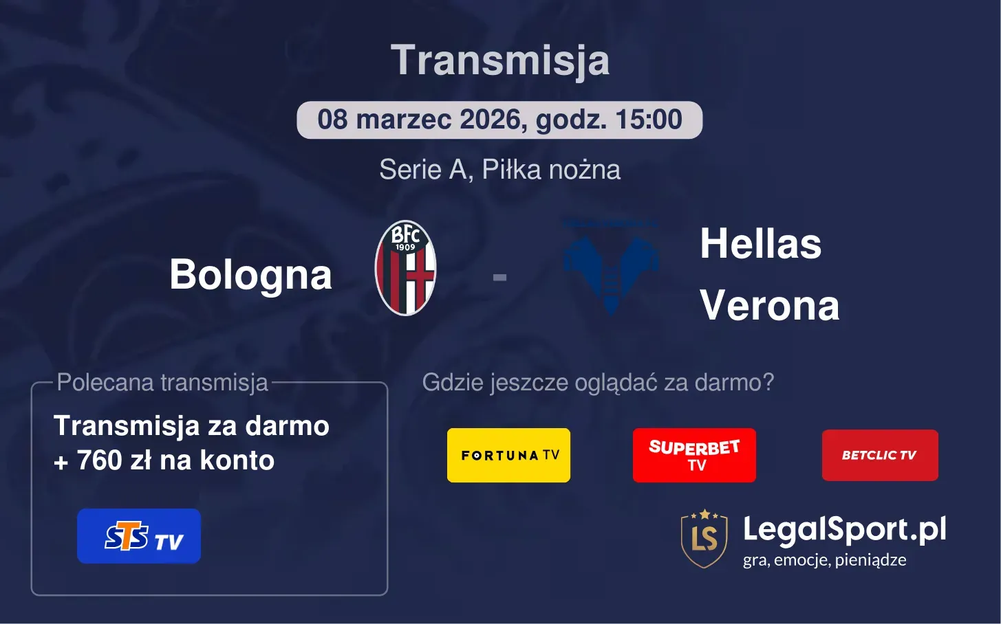 Bologna - Hellas Verona Transmisje