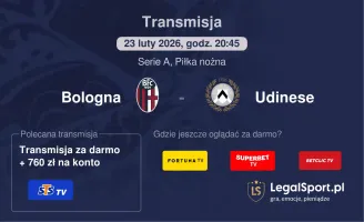 Bologna - Udinese gdzie oglądać (23.02.2026)