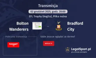 Bolton Wanderers - Bradford City gdzie oglądać? (02.12)