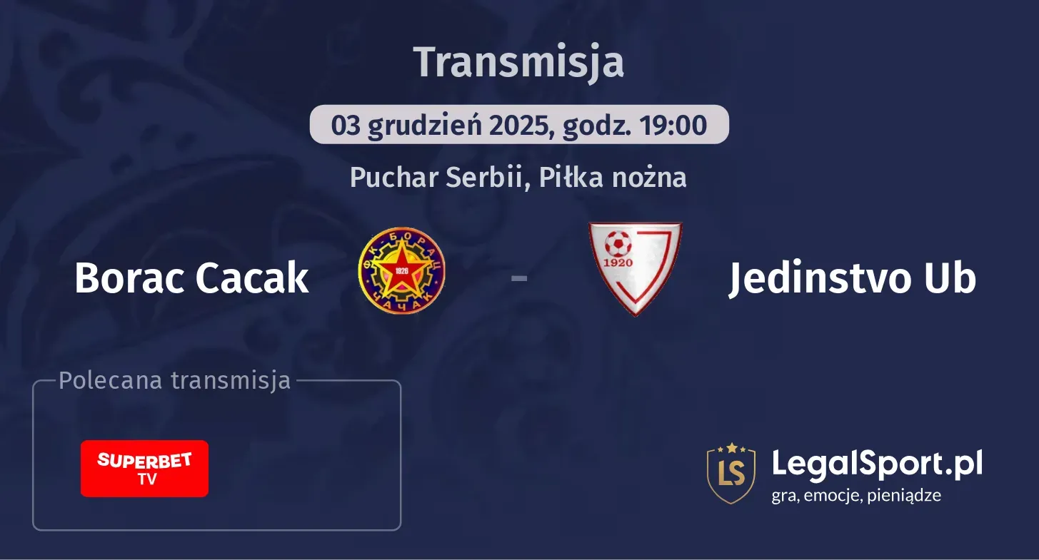 Borac Cacak - Jedinstvo Ub Transmisje