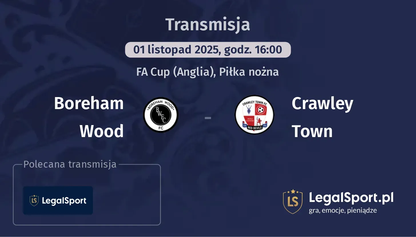 Boreham Wood - Crawley Town Transmisje