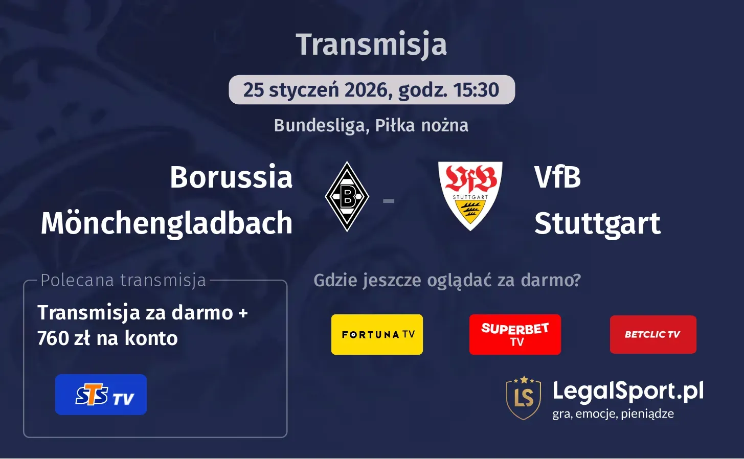 Borussia Mönchengladbach - VfB Stuttgart Transmisje