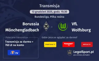 Borussia Mönchengladbach - VfL Wolfsburg gdzie oglądać? (13.12)