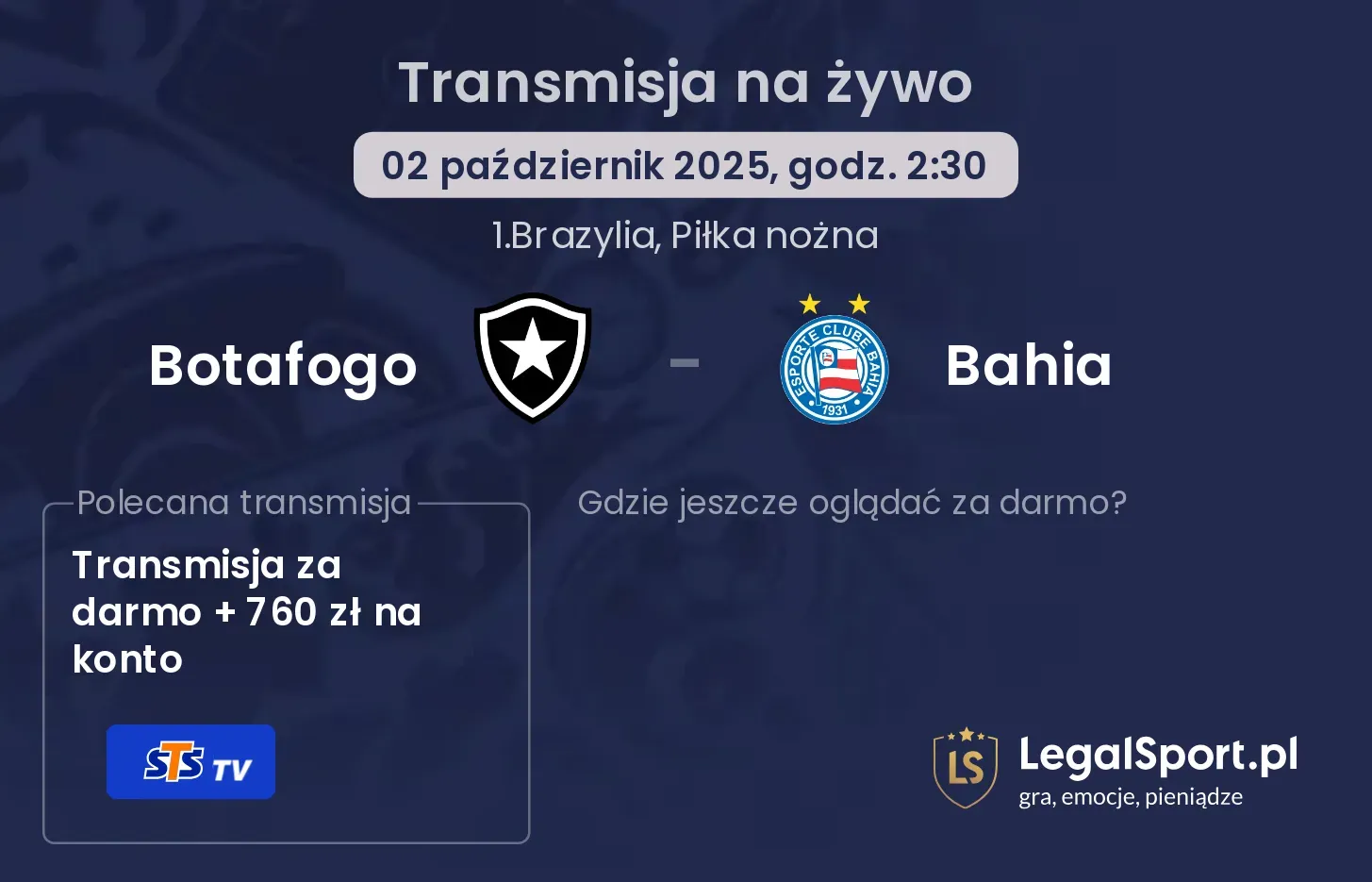Botafogo - Bahia gdzie oglądać?