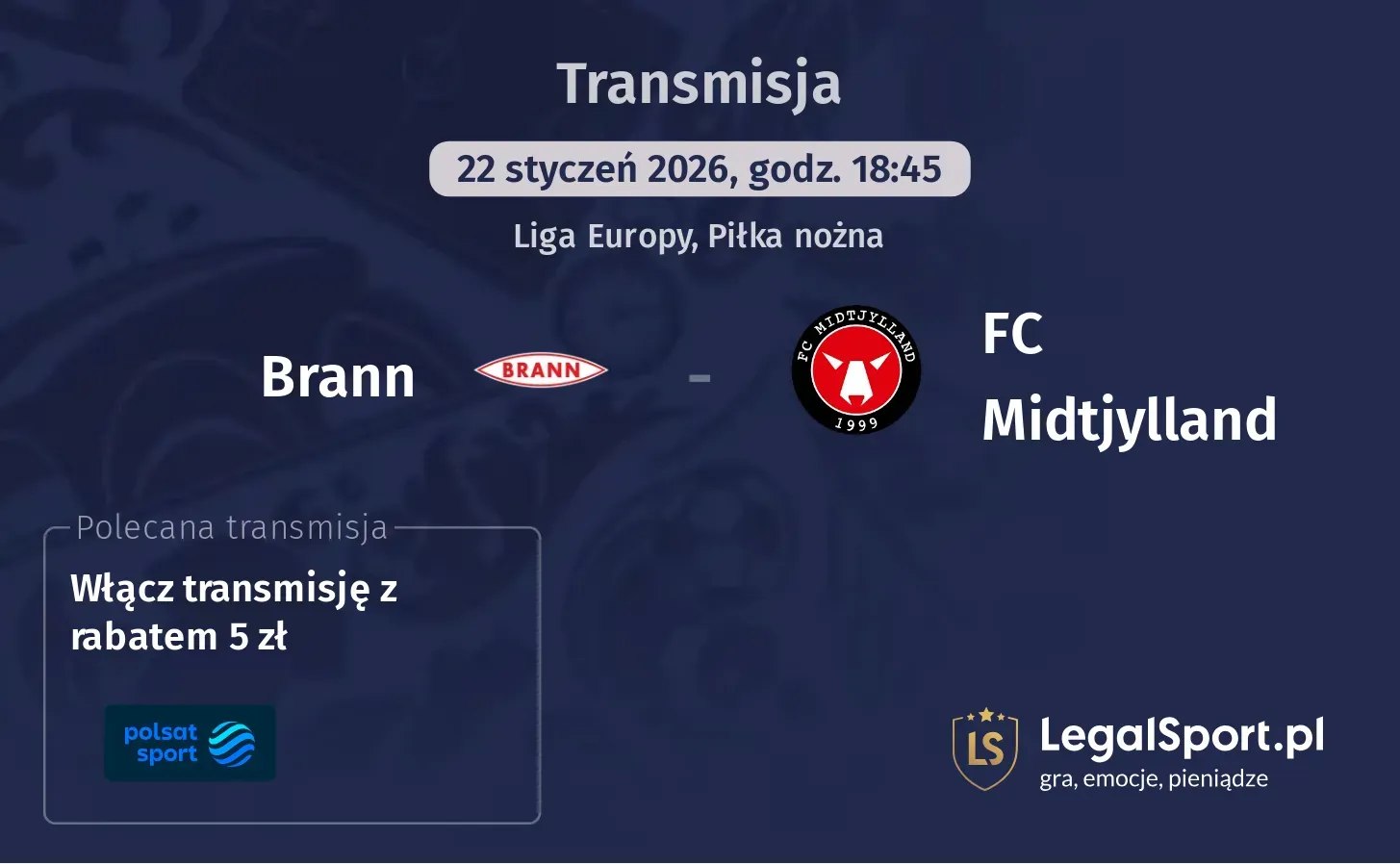 Brann - FC Midtjylland Transmisje