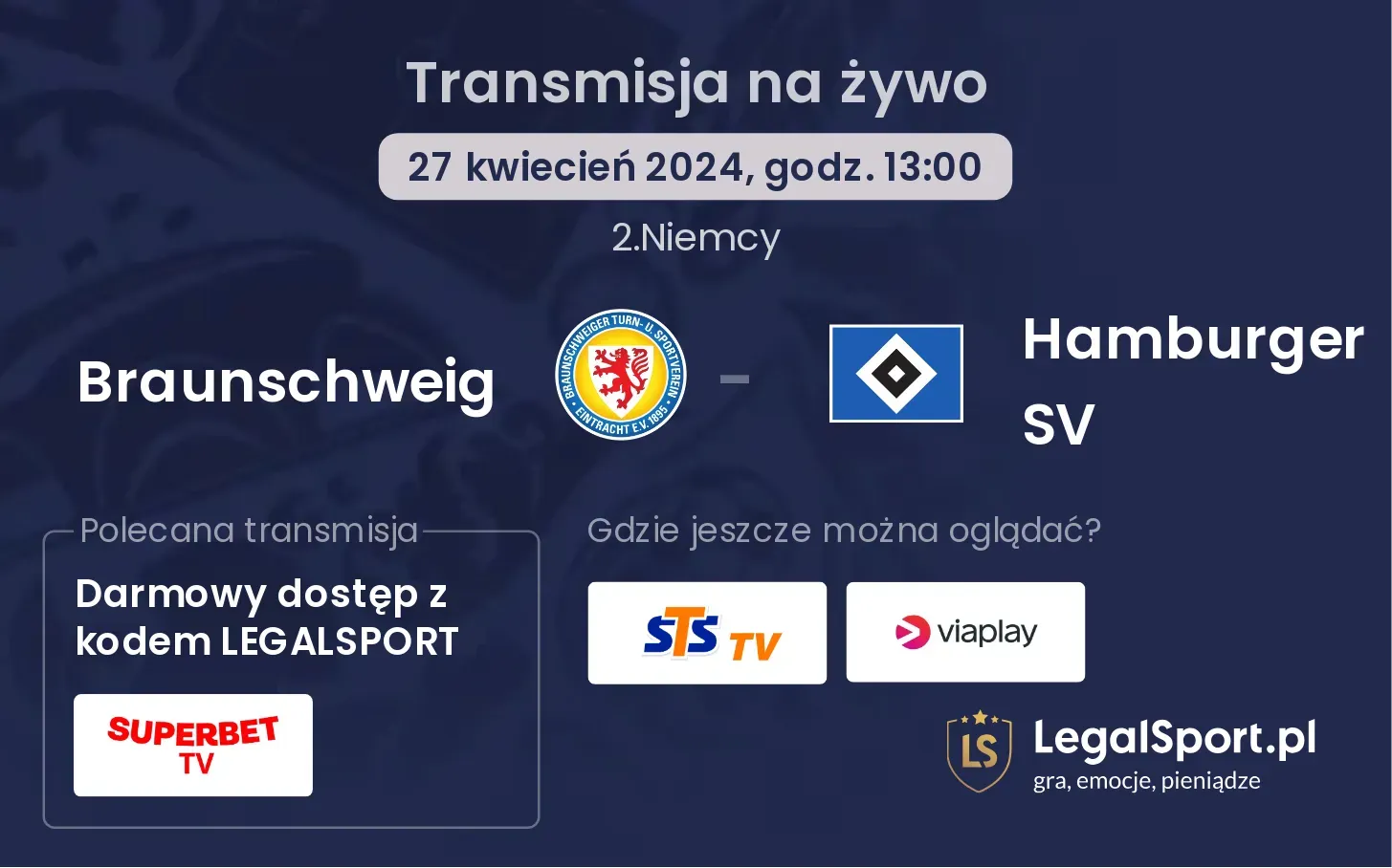 Braunschweig - Hamburger SV transmisja na żywo