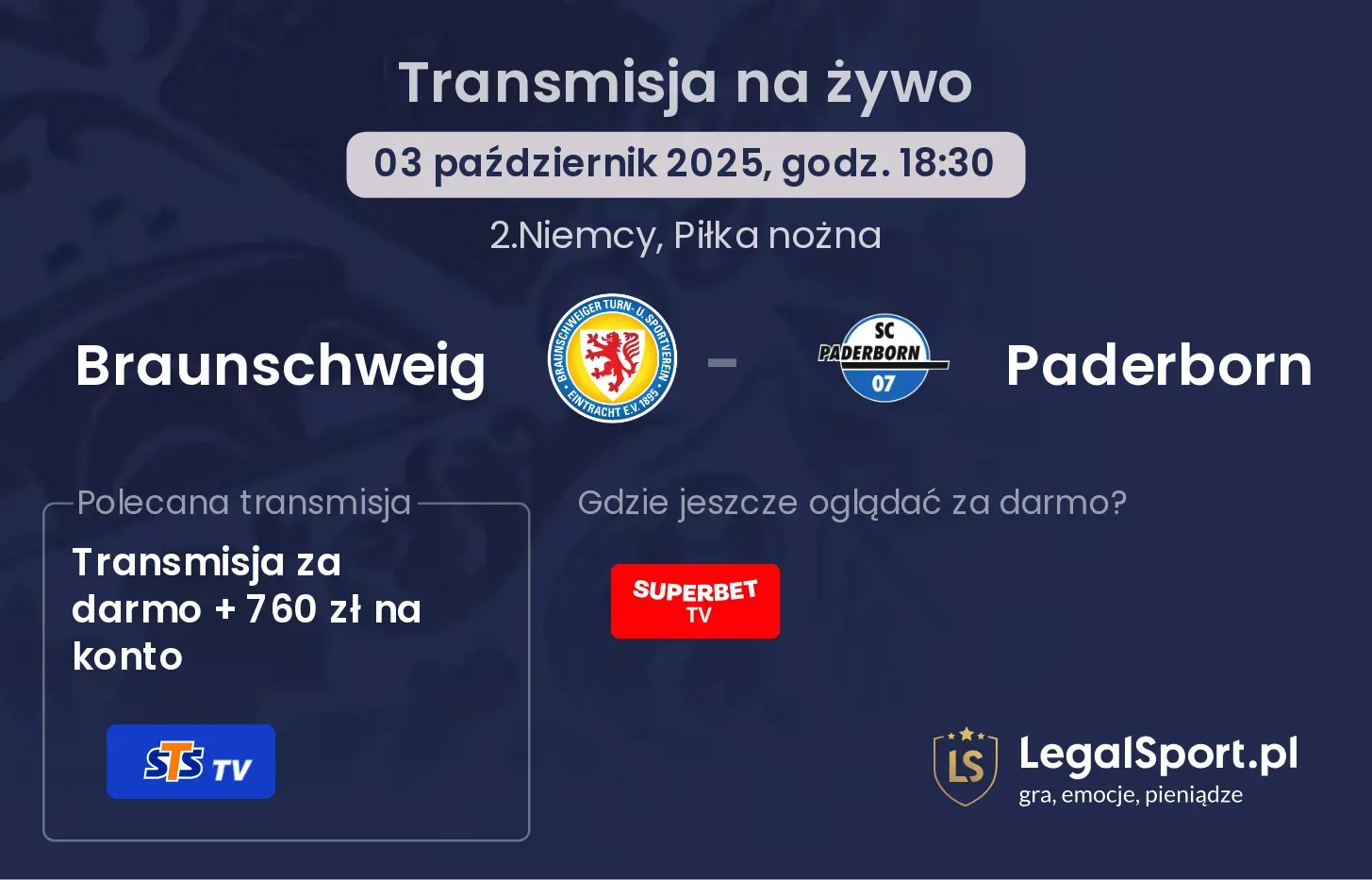 Braunschweig - Paderborn transmisja na żywo