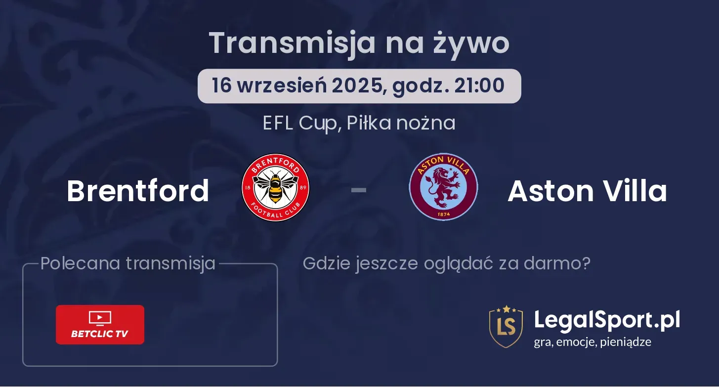 Brentford - Aston Villa transmisja na żywo