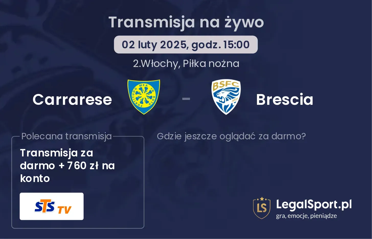 Carrarese - Brescia gdzie oglądać?