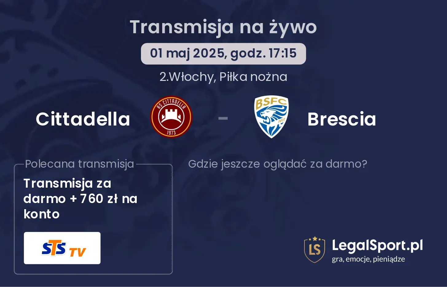 Cittadella - Brescia gdzie oglądać?