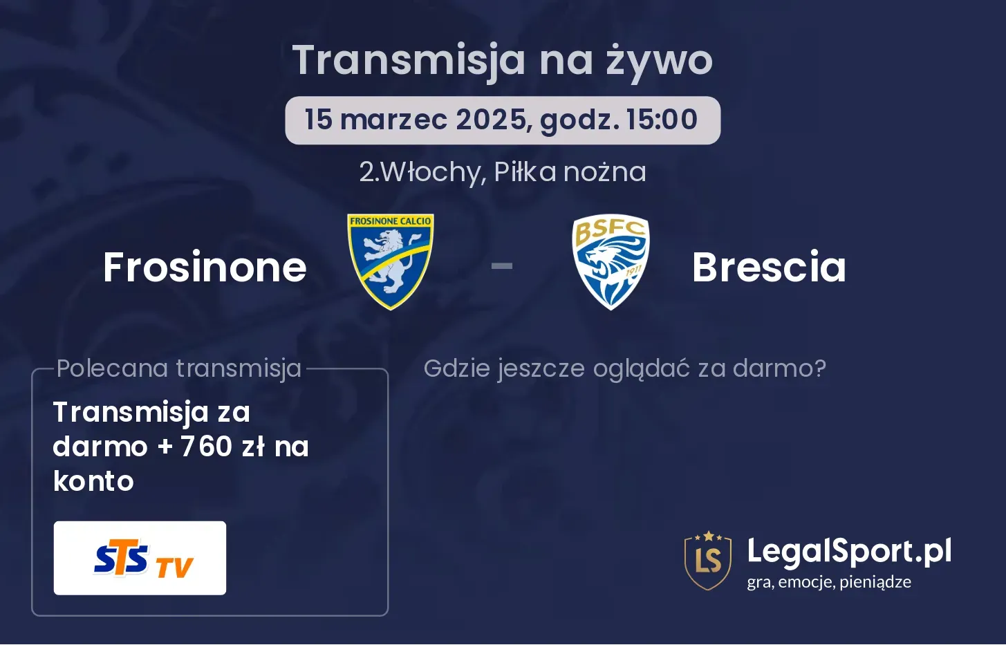 Frosinone - Brescia gdzie oglądać?
